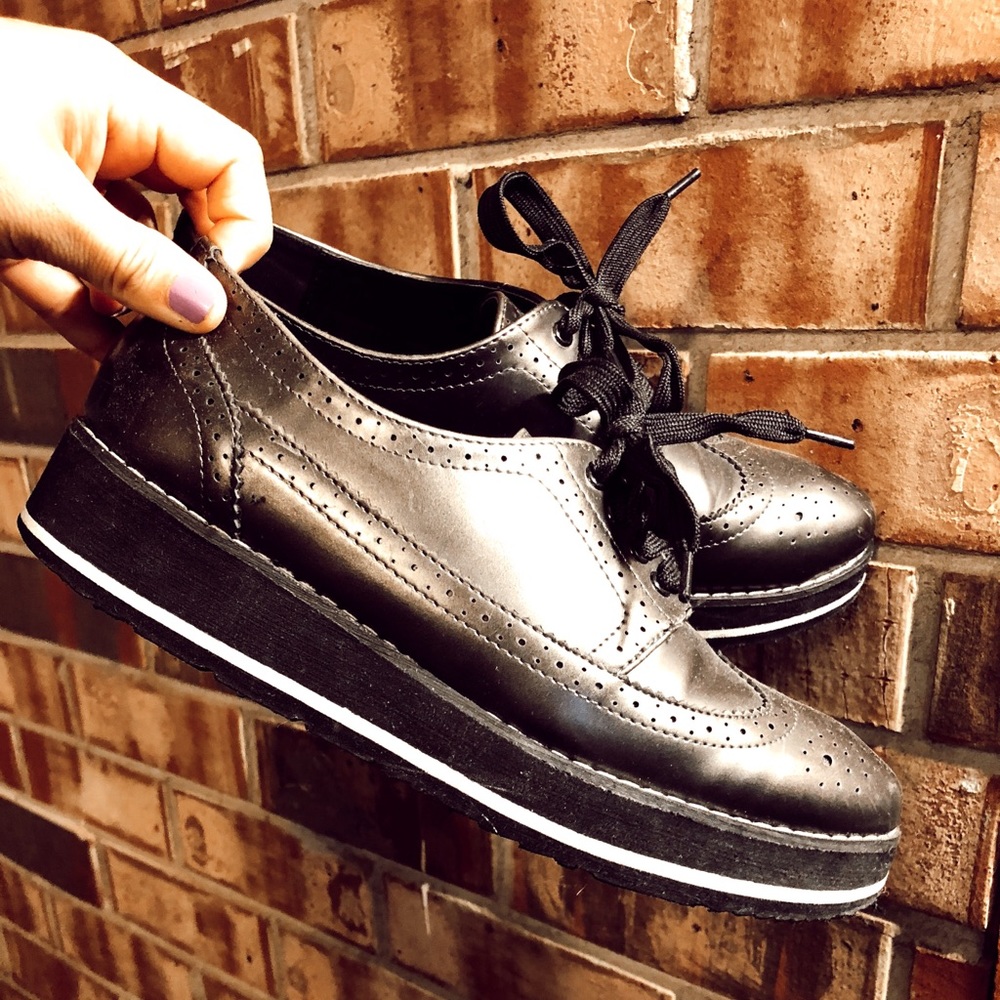 Oxford platform bronze shoes- loafers